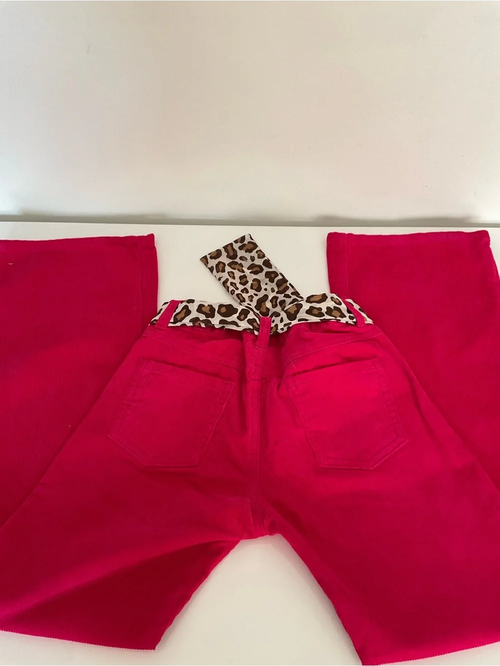 Gymboree Fuschia Pink Corduroy Girl Pants with Leopard Tie Waist Size 8